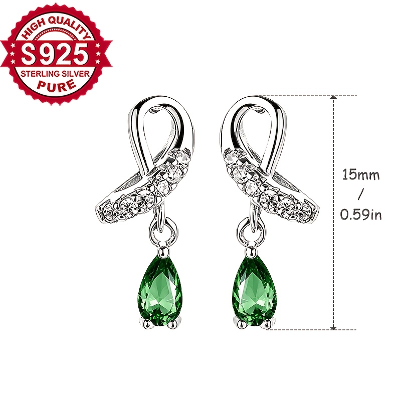 Women's S925 Silver Teardrop-shaped Zircon Stud Earrings